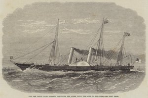 Le nouveau yacht royal Alberta transportant la reine sur la rivière jusqu